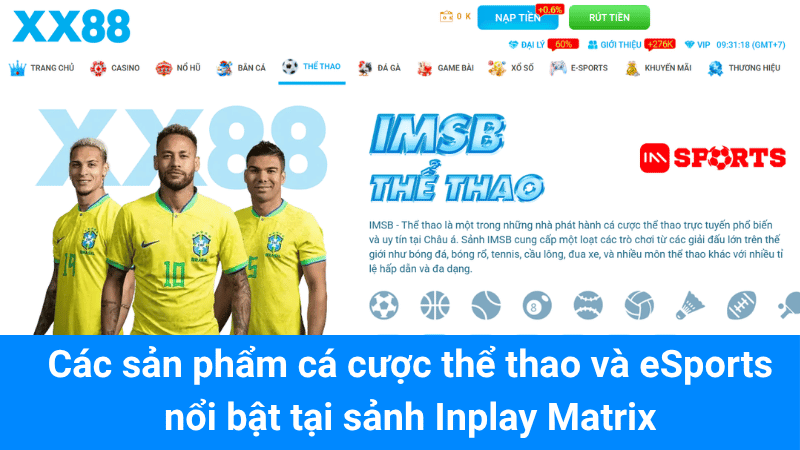 Các sản phẩm cá cược thể thao và eSports nổi bật tại sảnh Inplay Matrix