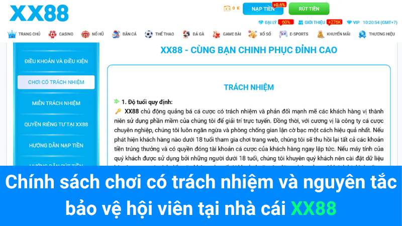 Chính sách chơi có trách nhiệm và nguyên tắc bảo vệ hội viên tại nhà cái XX88