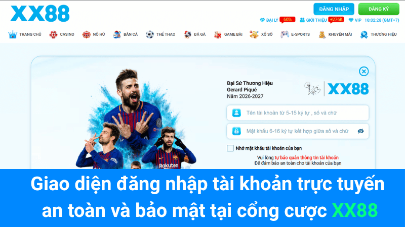 Giao diện đăng nhập tài khoản trực tuyến an toàn và bảo mật tại cổng cược XX88